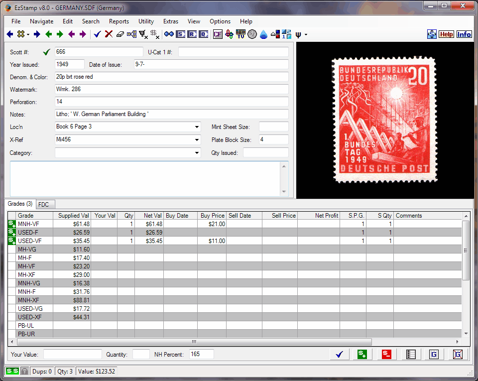 EzStamp GERMANY Stamp Inventory Software SCOTT's, Images, Market